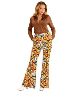 Funky Damen Schlaghose Bunte Kreise -Karneval Universe Verkäufe 70er jahre groovy damenhose bubbles schlaghose hippie faschingskostuem 70s hippie trousers 29425 3