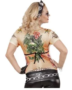 Sexy Rockerbraut T-Shirt -Karneval Universe Verkäufe biker girl t shirt rocker lady t shirt hevay meatl braut kostuemzubehoer 29378 3