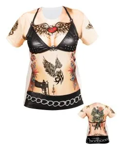 Sexy Rockerbraut T-Shirt -Karneval Universe Verkäufe biker girl t shirt rocker lady t shirt hevay meatl braut kostuemzubehoer 29378 4