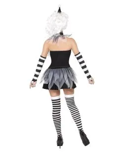 Düsterer Pierrot Damen Kostüm -Karneval Universe Verkäufe circus sinister pierrot damen kostuem finsterer harlekin verkleidung horrorclown halloweenkleid 20994 3