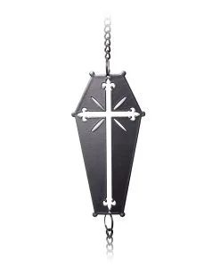 Sarg Mit Kreuz Metall Windspiel Hängedeko -Karneval Universe Verkäufe coffin cross metall windspiel halloween und gothic wohnungsdeko und homeware coffin cross wind chime alchemy england 52749 2