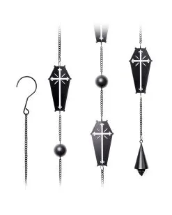 Sarg Mit Kreuz Metall Windspiel Hängedeko -Karneval Universe Verkäufe coffin cross metall windspiel halloween und gothic wohnungsdeko und homeware coffin cross wind chime alchemy england 52749