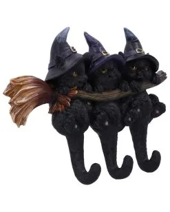 3 Kätzchen Mit Hexenhut Als Schlüsselbrett -Karneval Universe Verkäufe drei hexen kaetzchen als schluesselbrett witches helpers key hanger halloween wohnaccessoire 52694 03