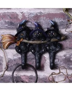 3 Kätzchen Mit Hexenhut Als Schlüsselbrett -Karneval Universe Verkäufe drei hexen kaetzchen als schluesselbrett witches helpers key hanger halloween wohnaccessoire 52694 06