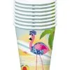 Pinke Flamingo Pappbecher 8 St. -Karneval Universe Verkäufe flamingo hawaii party sommerbecher pappbecher mit flamingo motiv 31426