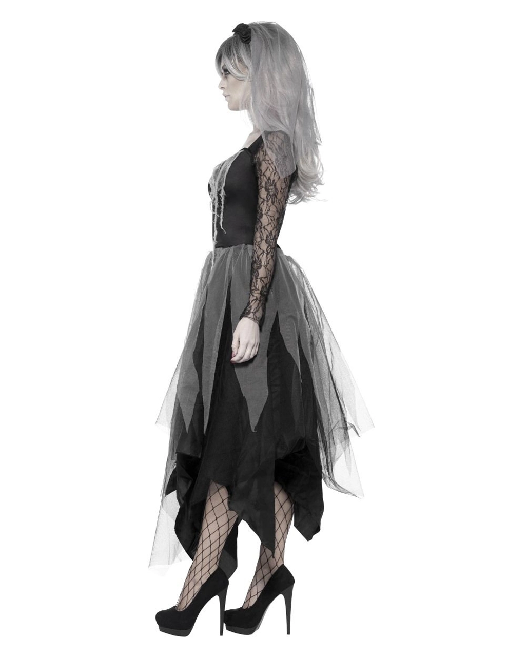 Geister Braut Kostüm Mit Rosenschleier 4 Geister Braut Kostüm Mit Rosenschleier – Bild 2