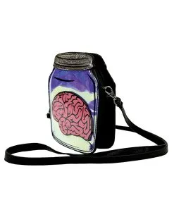 Gehirn Im Einmachglas Schultertasche Vinyl -Karneval Universe Verkäufe gehirn im einmachglas handtasche vinyl halloween tasche brain in jar bag 37595 2
