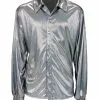 Glitzer Discohemd Silber