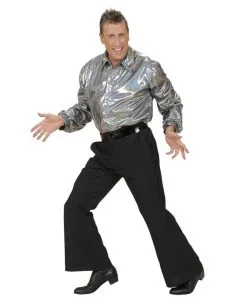 Glitzer Discohemd Silber -Karneval Universe Verkäufe glitzer discohemd silber silber glitzerndes discohemd pailettenhemd 70er jahre hemd bild4 25595