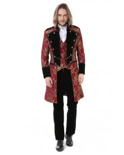 Gothic Aristokrat Herren Mantel Gold Rot Brokat -Karneval Universe Verkäufe gothic aristokrat herrenmantel gold rot brokatmuster gothic aristocrat mens coat gothic mantel 39102 2
