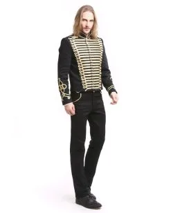 Gothic Parade Jacke Schwarz Gold -Karneval Universe Verkäufe gothic parade herren jacke schwarz gold offiziersjacke mit gold boduere dompteursjacke schwarz 39104 4