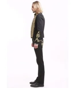 Gothic Parade Jacke Schwarz Gold -Karneval Universe Verkäufe gothic parade herren jacke schwarz gold offiziersjacke mit gold boduere dompteursjacke schwarz 39104 5