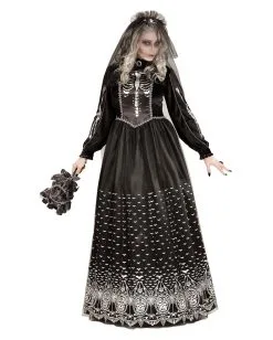 Tag Der Toten Skelettbraut Kostüm -Karneval Universe Verkäufe gothic skelett braut damenkostuem halloween kostuem skeleton bride costume 36863 2