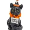 Halloween Clown Katze Mit Süßes Oder Saures Schild 15cm -Karneval Universe Verkäufe halloween clowns katze mit trick or treat schild 15cm halloween clown cat with trick or treat sign katzen figur halloween 54263