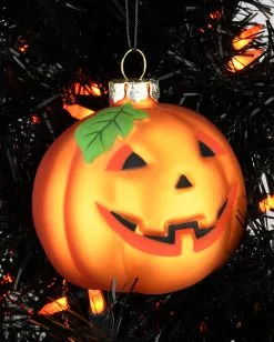 Halloween Jack O'Lantern Glas Christbaumkugel Ø7,6cm -Karneval Universe Verkäufe halloween kuerbis glas weihnachtskugel halloween und horror weihnachtsdeko jack o lantern pumpkin hanging ornament 54760 4