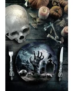 Halloween Pappteller Zombie Friedhof 6 St. -Karneval Universe Verkäufe halloween zombie friedhof pappteller halloween zombie graveyard paper plate halloween friedhof dekoration 53189 2