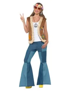 Hippie Weste Mit Print Und Kunstfell -Karneval Universe Verkäufe hippie weste mit kunstfell und print 60er jahre kostuemzubehoer 60s verkleidung fasching 35800 4