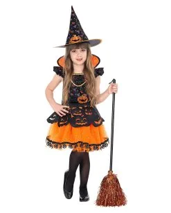 Kürbis Hexe Kinderkostüm -Karneval Universe Verkäufe kuerbishexe kinderkostuem pumpkin witch child costume halloween kinderkostuem 51735 04