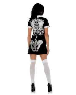 Skelett Kurzarmkleid Mit Kragen -Karneval Universe Verkäufe kurzaermliges skelett minikleid mit kragen skeleton costume dress 37934 2