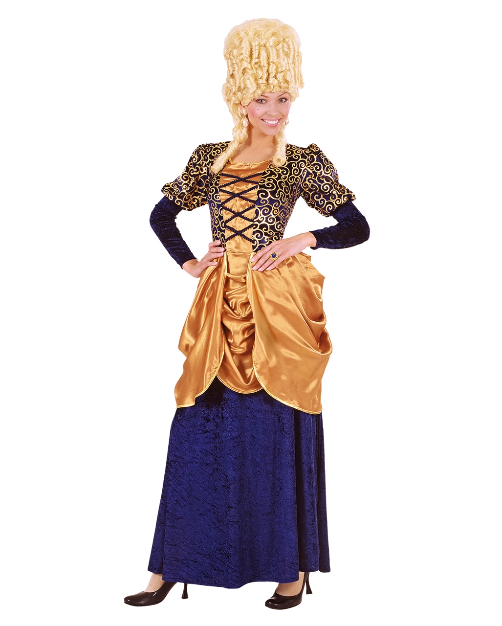 Blau-Goldenes Marquise Kostüm XL 3 Blau-Goldenes Marquise Kostüm XL