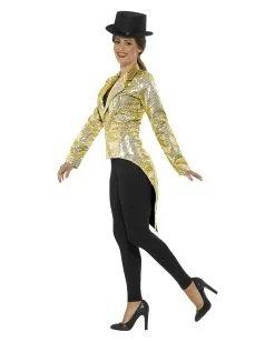 Goldene Frauen Pailletten-Jacke -Karneval Universe Verkäufe pailetten frack fuer damen gold zirkus direktorin jacke pailletten jacket fuer fasching 28493 3