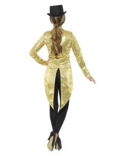 Goldene Frauen Pailletten-Jacke -Karneval Universe Verkäufe pailetten frack fuer damen gold zirkus direktorin jacke pailletten jacket fuer fasching 28493 4