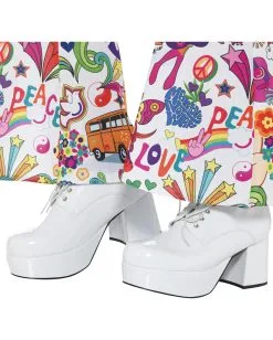 Weiße Herren Disco Plateau Schuhe