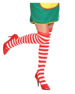 Overknees Rot Weiß -Karneval Universe Verkäufe rot weiss gestreifte overknees faschingstruempfe ringelstruempfe red white stripped overknees 17944 02