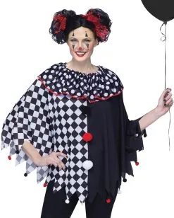 Clowns Poncho One Size Schwarz-weiß