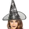 Schwarzer Hexenhut Mit Spinnweben Motiv