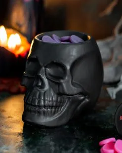 Schwarzer Totenschädel Duftöl Teelichthalter -Karneval Universe Verkäufe schwarzer totenkopf duftoel teelichthalter schwarzer totenschaedel duftoel halter black skull oil burner tealight holder 50821 04