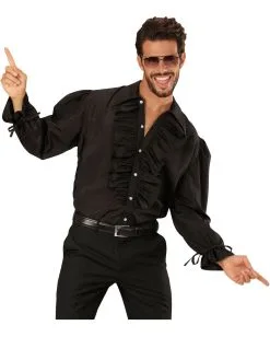 Schwarzes Herrenhemd Mit Rüschen & Knöpfen -Karneval Universe Verkäufe schwarzes rueschenhemd mit knoepfen zorro hemd piratenhemd seeraeuberhemd 25594 1