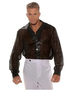 Schwarzes Pailletten Hemd