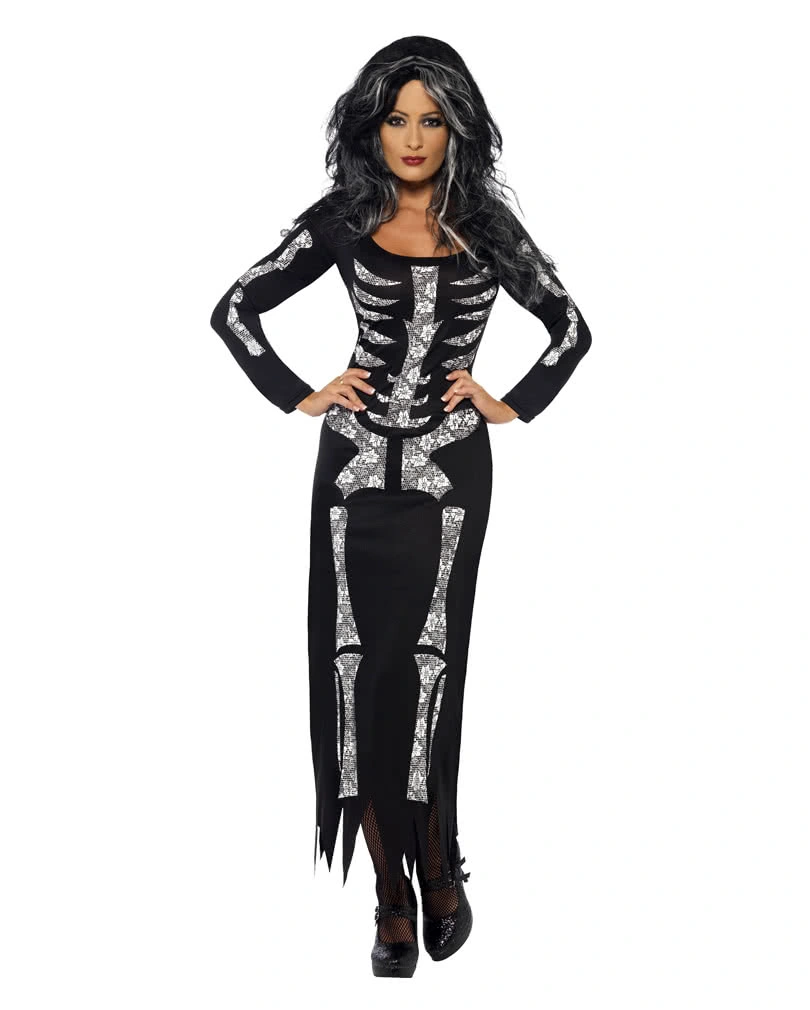 Schlauchkleid Mit Skelett Motiv 3 Schlauchkleid Mit Skelett Motiv
