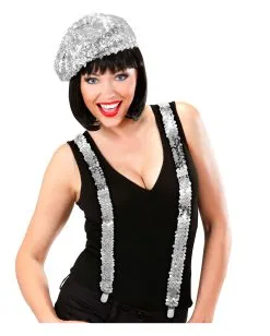 Paillettenhosenträger Silber -Karneval Universe Verkäufe silberne paillettenhosentraeger silver sequin suspenders silver sequins braces 52697 02