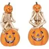Leuchtender Kürbis Mit Skelett 21cm 1 St. -Karneval Universe Verkäufe skelett auf leuchtendem kuerbis figur 21cm light up jack o lantern with skeleton figure halloween kuerbis deko 54089