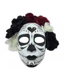 Sugar Skull Maske Mit Blumen -Karneval Universe Verkäufe sugar skull maske mit blueten sugar skull maske mit blumen dia de los muertos maske 50516 01