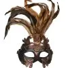 Altertümliche Augenmaske Mit Federn Bronze -Karneval Universe Verkäufe venezianische augenmaske bronze venetian eyemask venedischer karneval faschingsmasken 25150