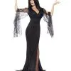 Elegantes Morticia Kleid -Karneval Universe Verkäufe verfuehrerisches morticia kleid elegantes hexen kostuem halloween abendkleid 24552