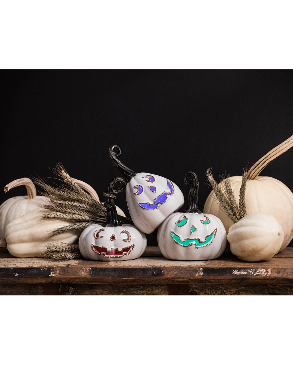 Halloween Vintage Keramik Kürbis Mit LED 4 Halloween Vintage Keramik Kürbis Mit LED – Bild 2